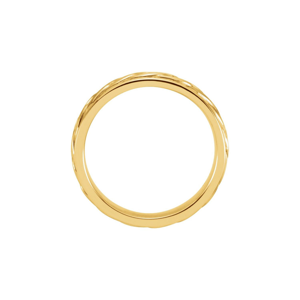 14K Yellow Gold Hand-Woven Comfort-Fit Flat Band