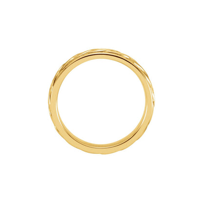 14K Yellow Gold Hand-Woven Comfort-Fit Flat Band