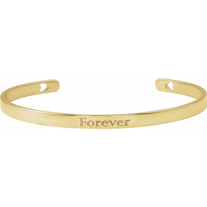 Engravable Pierced Heart Cuff 7" Bracelet