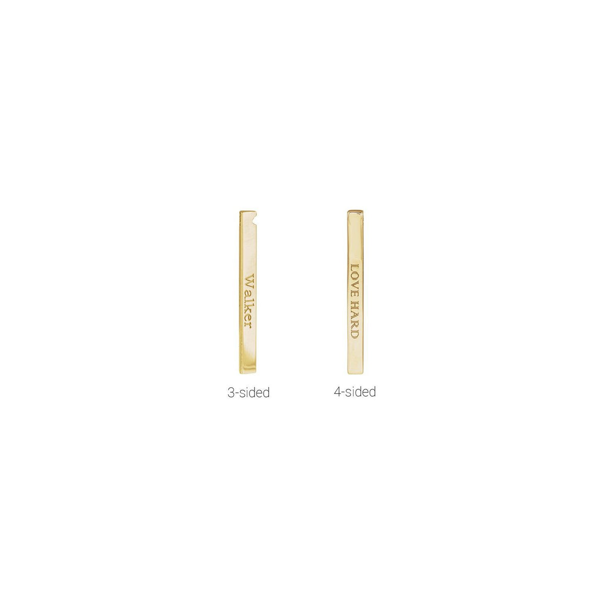 Engravable Four-Sided Bar 16-18" Necklace, 17 x 2.5 mm