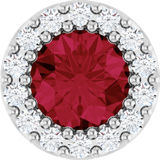 Lab-Grown Ruby & 1/10 CTW Natural Diamond Halo-Style Pendant
