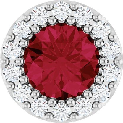 Lab-Grown Ruby & 1/10 CTW Natural Diamond Halo-Style Pendant
