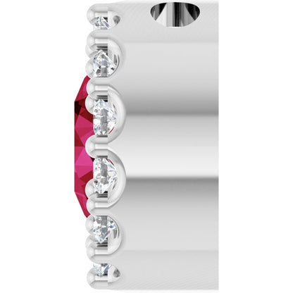 Lab-Grown Ruby & 1/10 CTW Natural Diamond Halo-Style Pendant