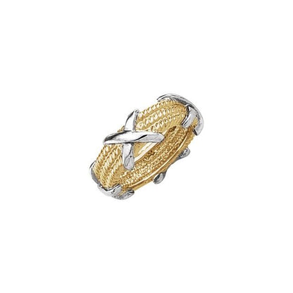 14K Yellow/White Gold Criss-Cross Rope Band