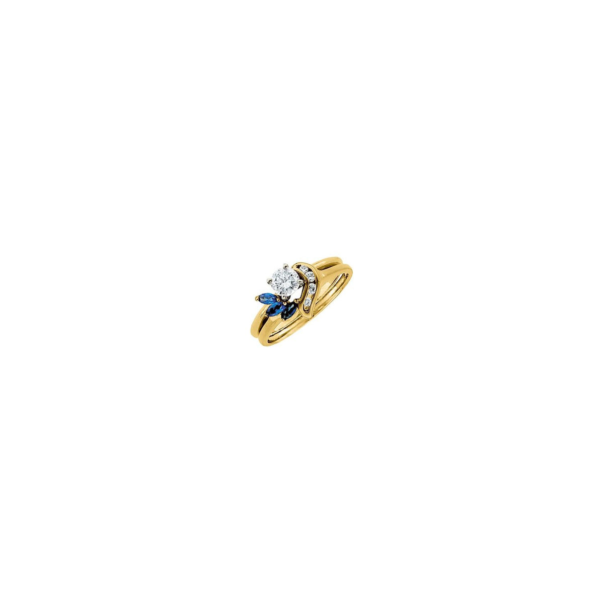 14K Yellow Gold Natural Blue Sapphire & .07 CTW Natural Diamond Ring
