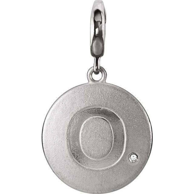 Sterling Silver .005 CT Natural Diamond Initial Charm/Pendant