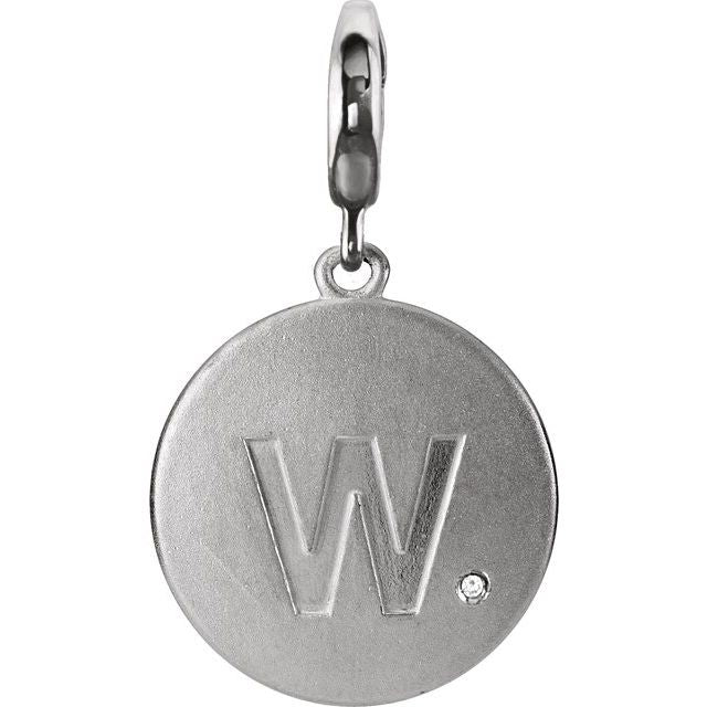 Sterling Silver .005 CT Natural Diamond Initial Charm/Pendant