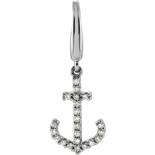 14K White Gold 1/8 CTW Natural Diamond Anchor Charm/Pendant