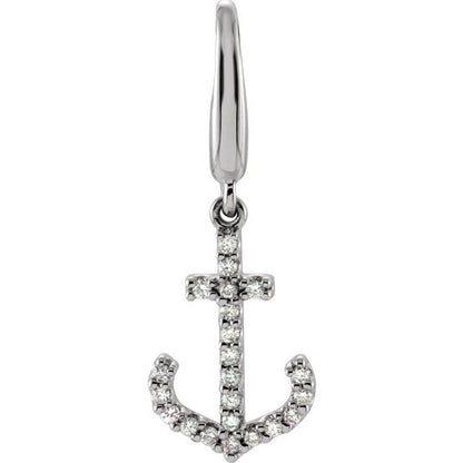 14K White Gold 1/8 CTW Natural Diamond Anchor Charm/Pendant