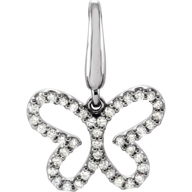 14K White Gold 1/5 CTW Natural Diamond Butterfly Charm/Pendant