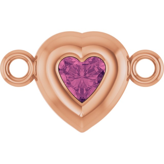Natural Pink Tourmaline Heart Link