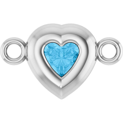 Natural Swiss Blue Topaz Heart Link