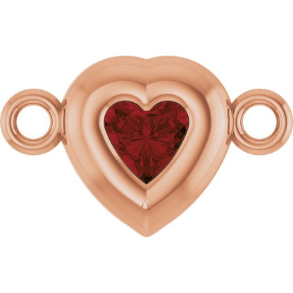 Natural Mozambique Garnet Heart Link