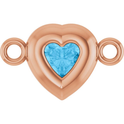 Natural Swiss Blue Topaz Heart Link