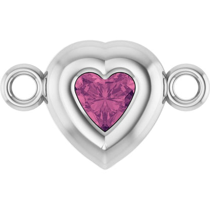 Natural Pink Tourmaline Heart Link