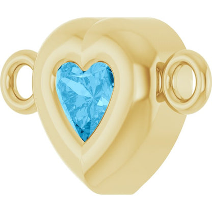 Natural Swiss Blue Topaz Heart Link