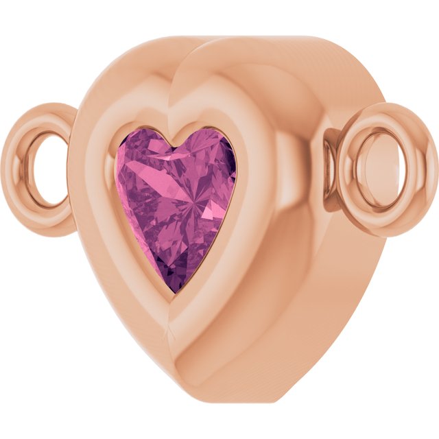 Natural Pink Tourmaline Heart Link