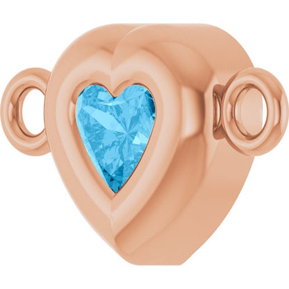 Natural Swiss Blue Topaz Heart Link