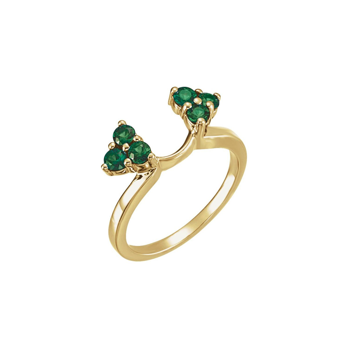 14K Yellow Gold Natural Emerald Wrap-Style Enhancer Ring