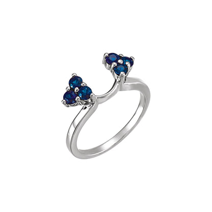 14K White Gold Natural Blue Sapphire Wrap-Style Enhancer Ring