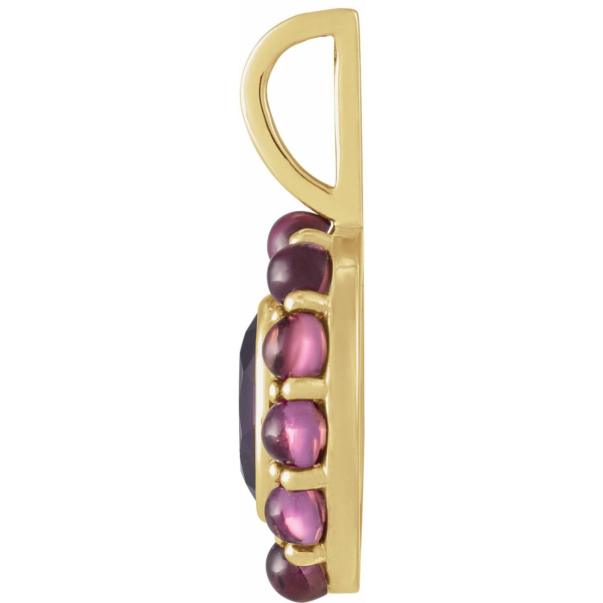 14K Yellow Gold Natural Amethyst & Natural Rhodolite Garnet Halo-Style Pendant