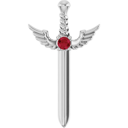 Natural Ruby Dagger 18" Necklace