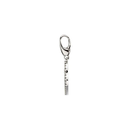 14K White Gold 1/4 Natural Diamond Heart Padlock Charm/Pendant