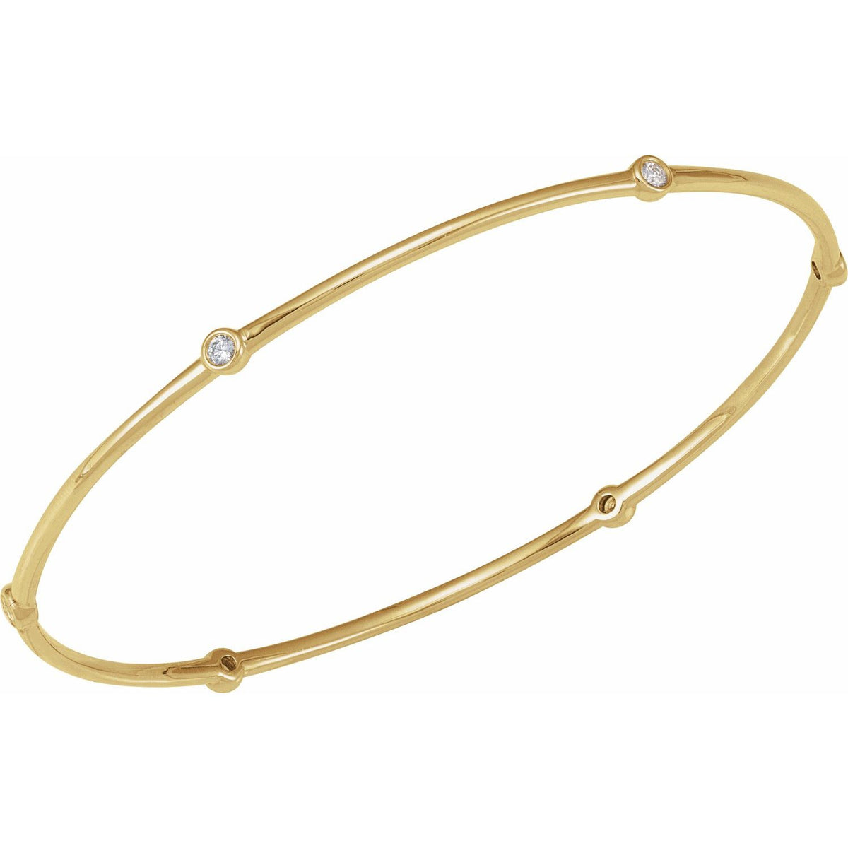 14K Yellow Gold 1/4 CTW Lab-Grown Diamond Bezel-Set Bangle 8" Bracelet