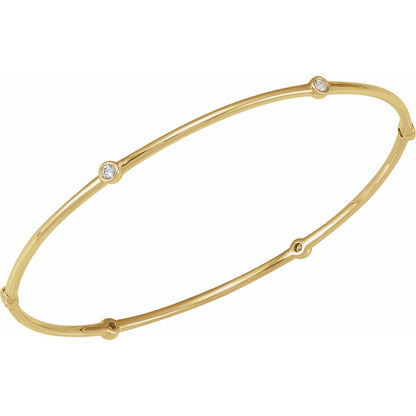 14K Yellow Gold 1/4 CTW Lab-Grown Diamond Bezel-Set Bangle 8" Bracelet