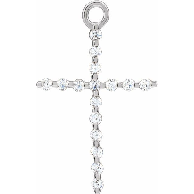.08 CTW Natural Diamond Cross Dangle, 10 mm x 16 mm
