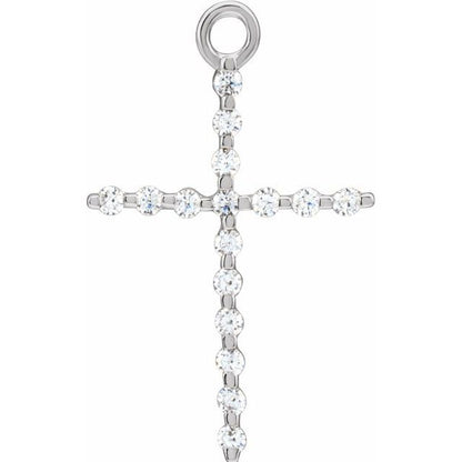 .08 CTW Natural Diamond Cross Dangle, 10 mm x 16 mm