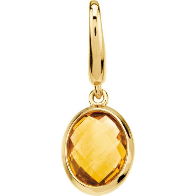 14K Yellow Gold Checkerboard Natural Citrine Charm/Pendant