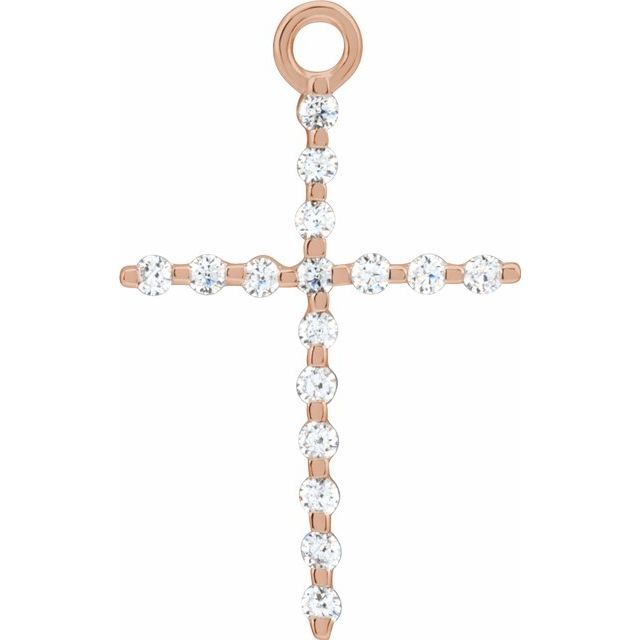 .08 CTW Natural Diamond Cross Dangle, 10 mm x 16 mm