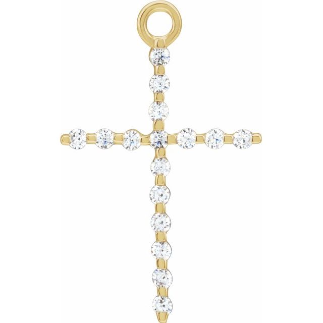 .08 CTW Natural Diamond Cross Dangle, 10 mm x 16 mm