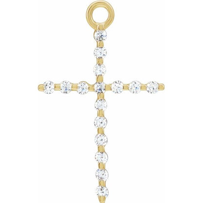 .08 CTW Natural Diamond Cross Dangle, 10 mm x 16 mm