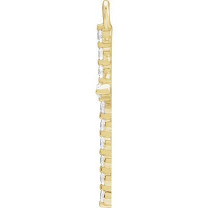 .08 CTW Natural Diamond Cross Dangle, 10 mm x 16 mm