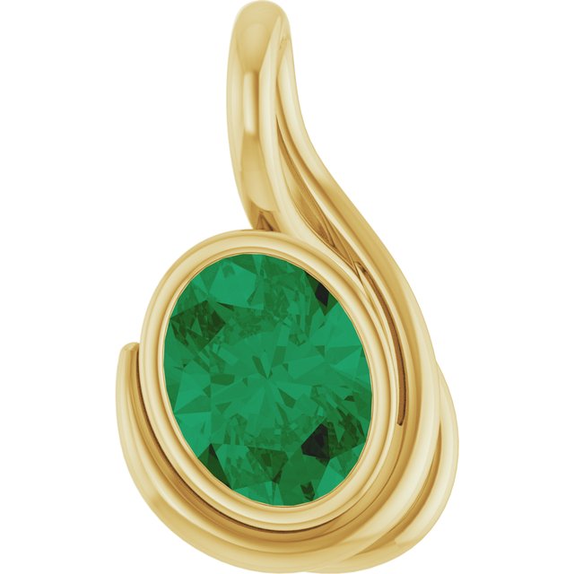 Lab-Grown Emerald Pendant, 16.57 x 9.38 mm