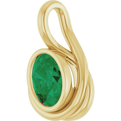 Lab-Grown Emerald Pendant, 16.57 x 9.38 mm
