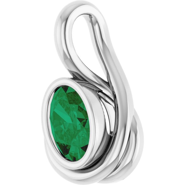Lab-Grown Emerald Pendant, 16.57 x 9.38 mm