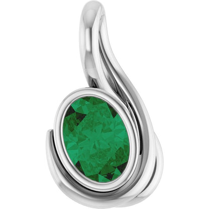 Lab-Grown Emerald Pendant, 16.57 x 9.38 mm