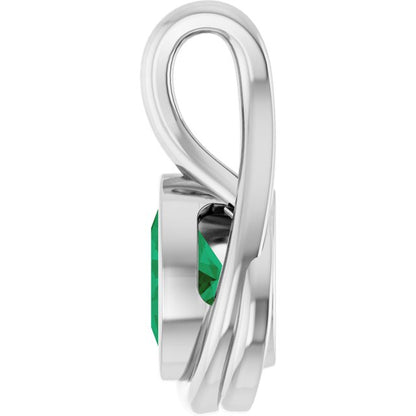 Lab-Grown Emerald Pendant, 16.57 x 9.38 mm
