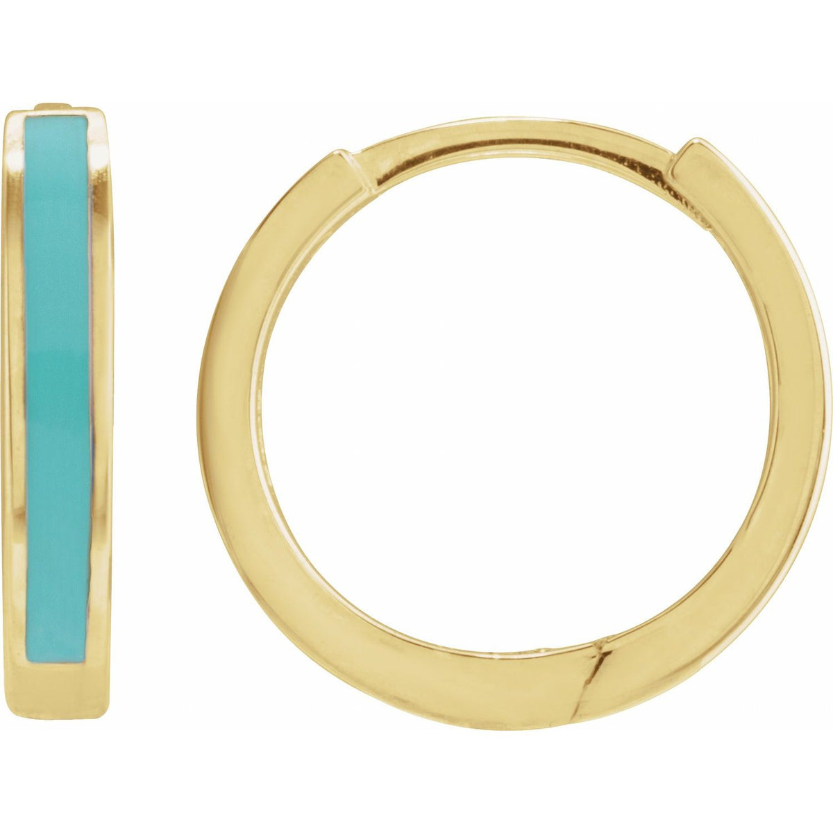 Turquoise Enamel Hinged Hoop Earrings
