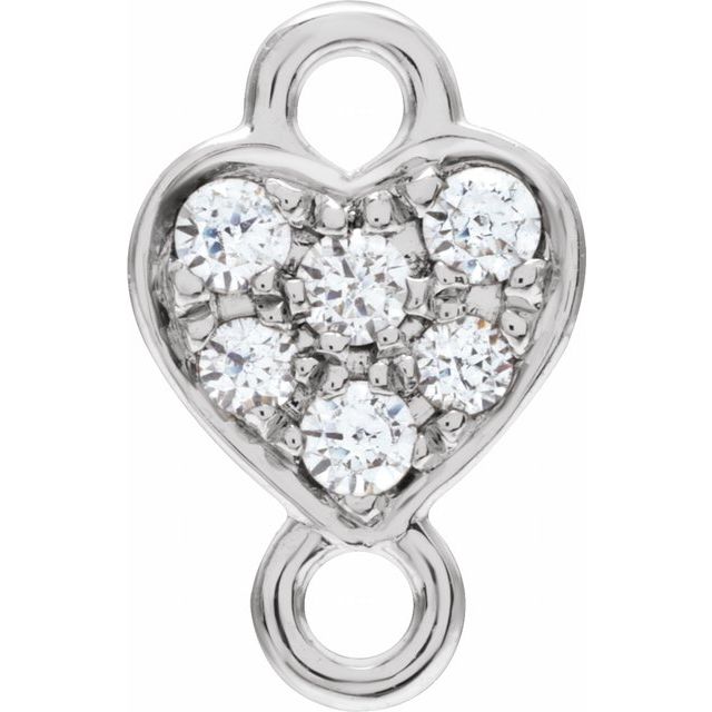 Petite Pavé® .06 CTW Natural Diamond Heart Link, 5.5 mm x 8.5 mm