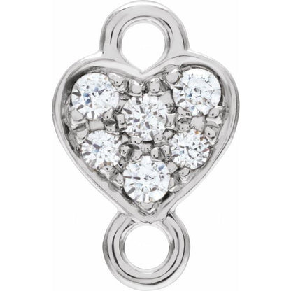Petite Pavé® .06 CTW Natural Diamond Heart Link, 5.5 mm x 8.5 mm