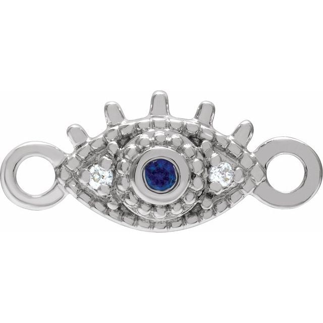 Petite Pavé® Natural Blue Sapphire & .01 CTW Natural Diamond Evil Eye Link