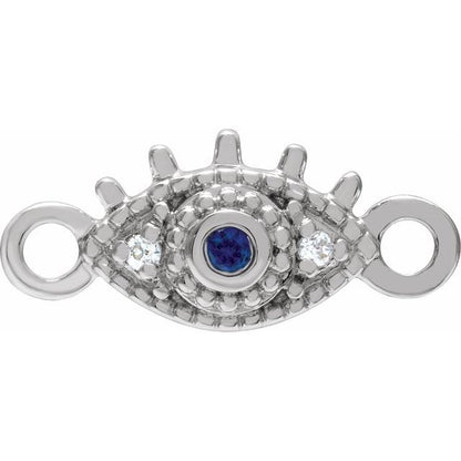 Petite Pavé® Natural Blue Sapphire & .01 CTW Natural Diamond Evil Eye Link