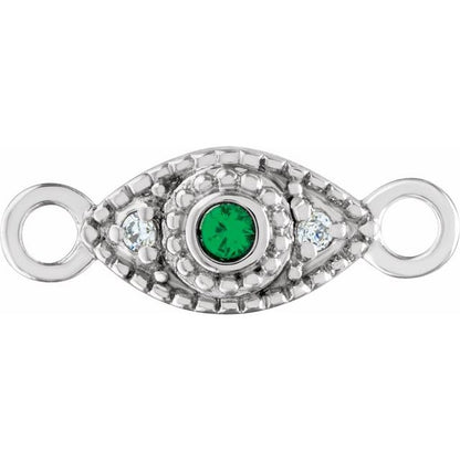 Petite Pavé® Natural Emerald & .01 CTW Natural Diamond Evil Eye Link