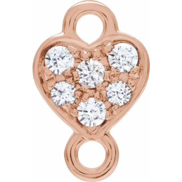 Petite Pavé® .06 CTW Natural Diamond Heart Link, 5.5 mm x 8.5 mm