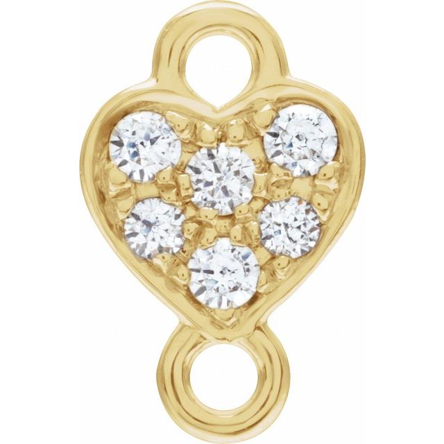 Petite Pavé® .06 CTW Natural Diamond Heart Link, 5.5 mm x 8.5 mm