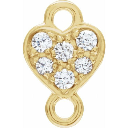 Petite Pavé® .06 CTW Natural Diamond Heart Link, 5.5 mm x 8.5 mm